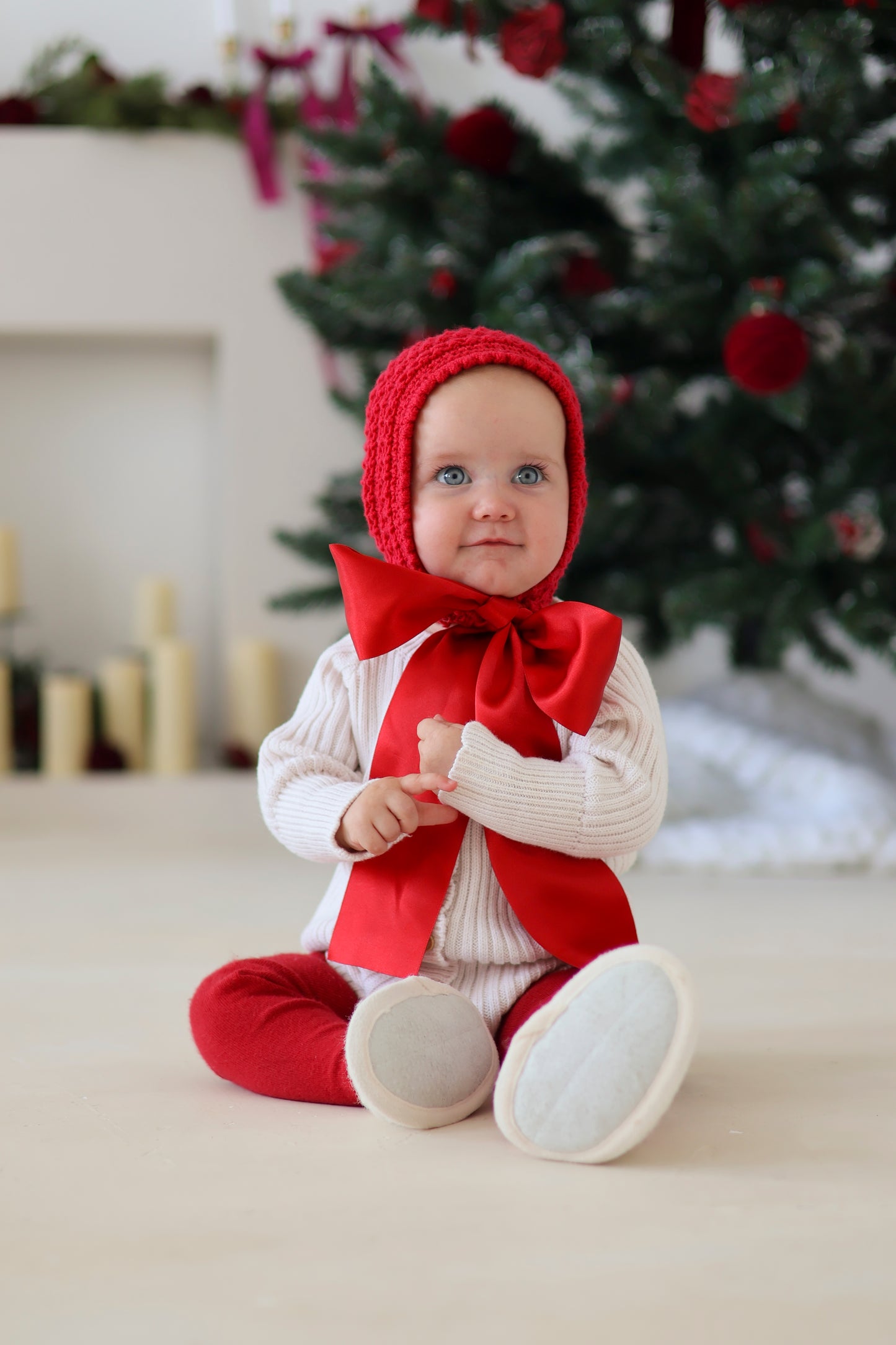 Christmas Vintage Elizabeth Bonnet / Satin Ribbon