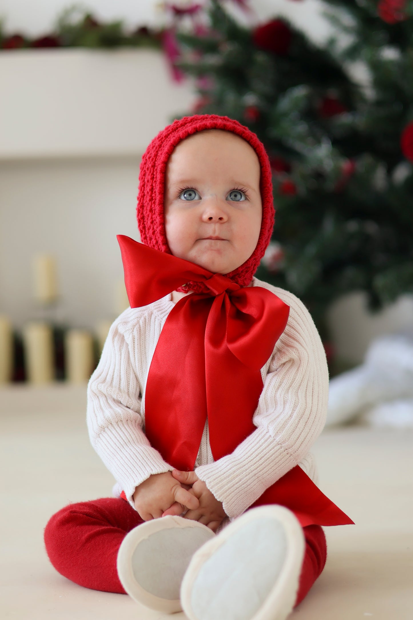 Christmas Vintage Elizabeth Bonnet / Satin Ribbon