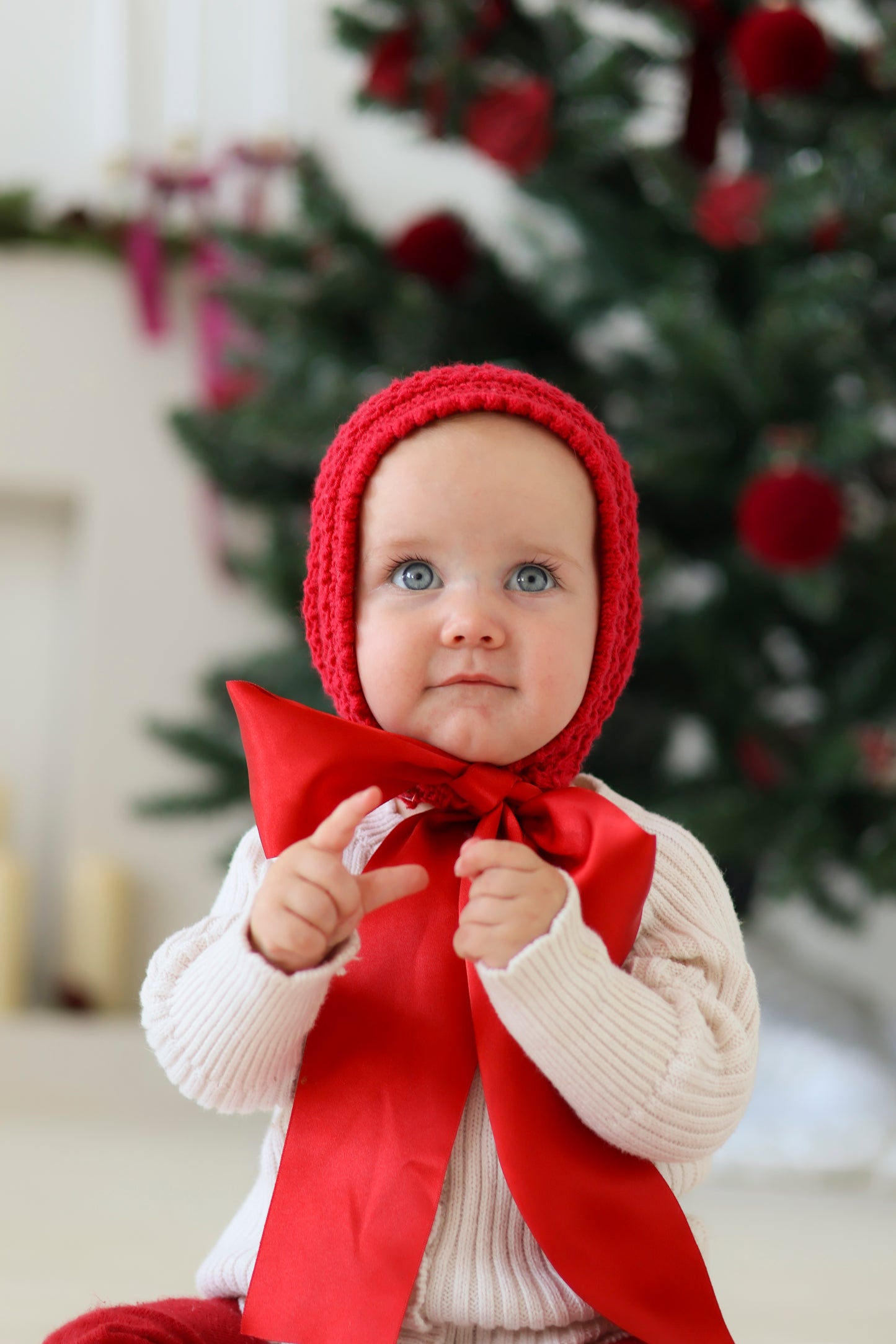 Christmas Vintage Elizabeth Bonnet / Satin Ribbon