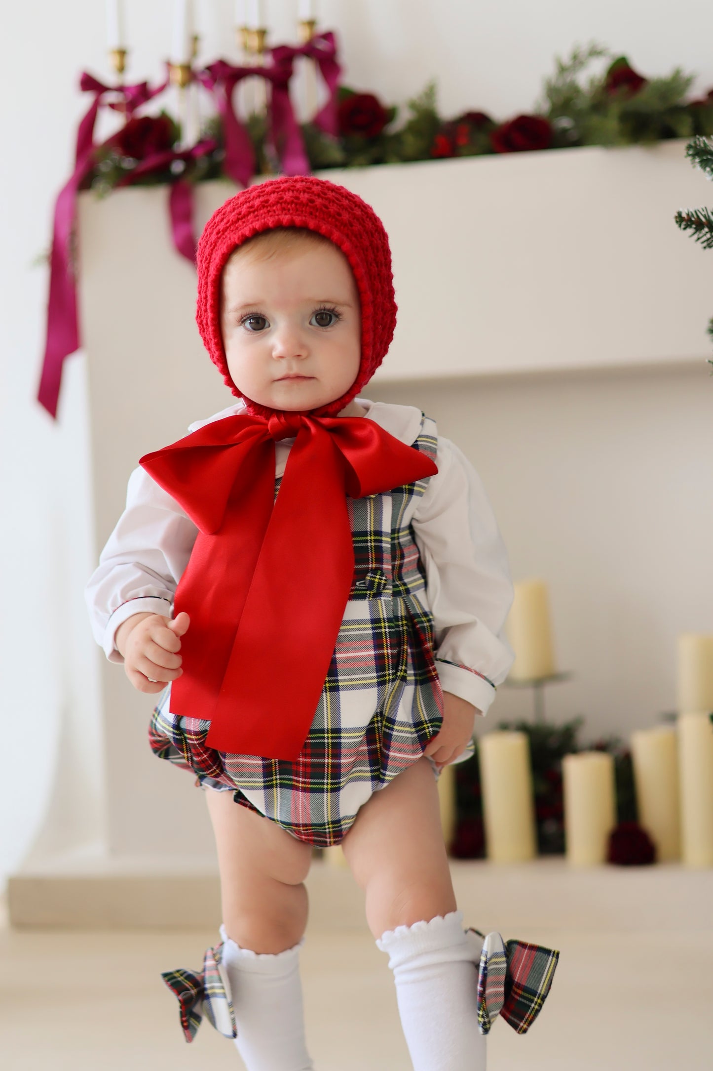Christmas Vintage Elizabeth Bonnet / Satin Ribbon