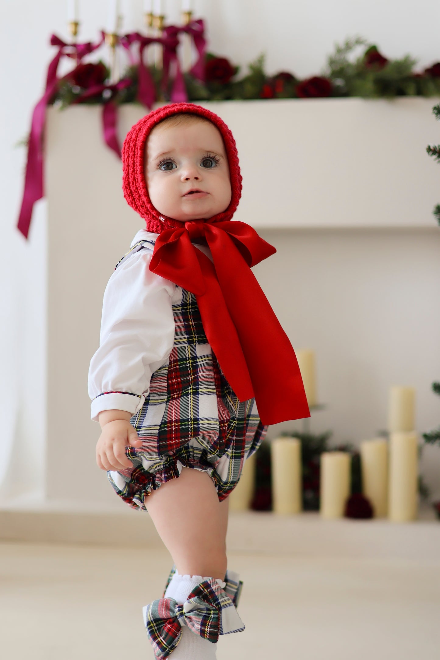 Christmas Vintage Elizabeth Bonnet / Satin Ribbon