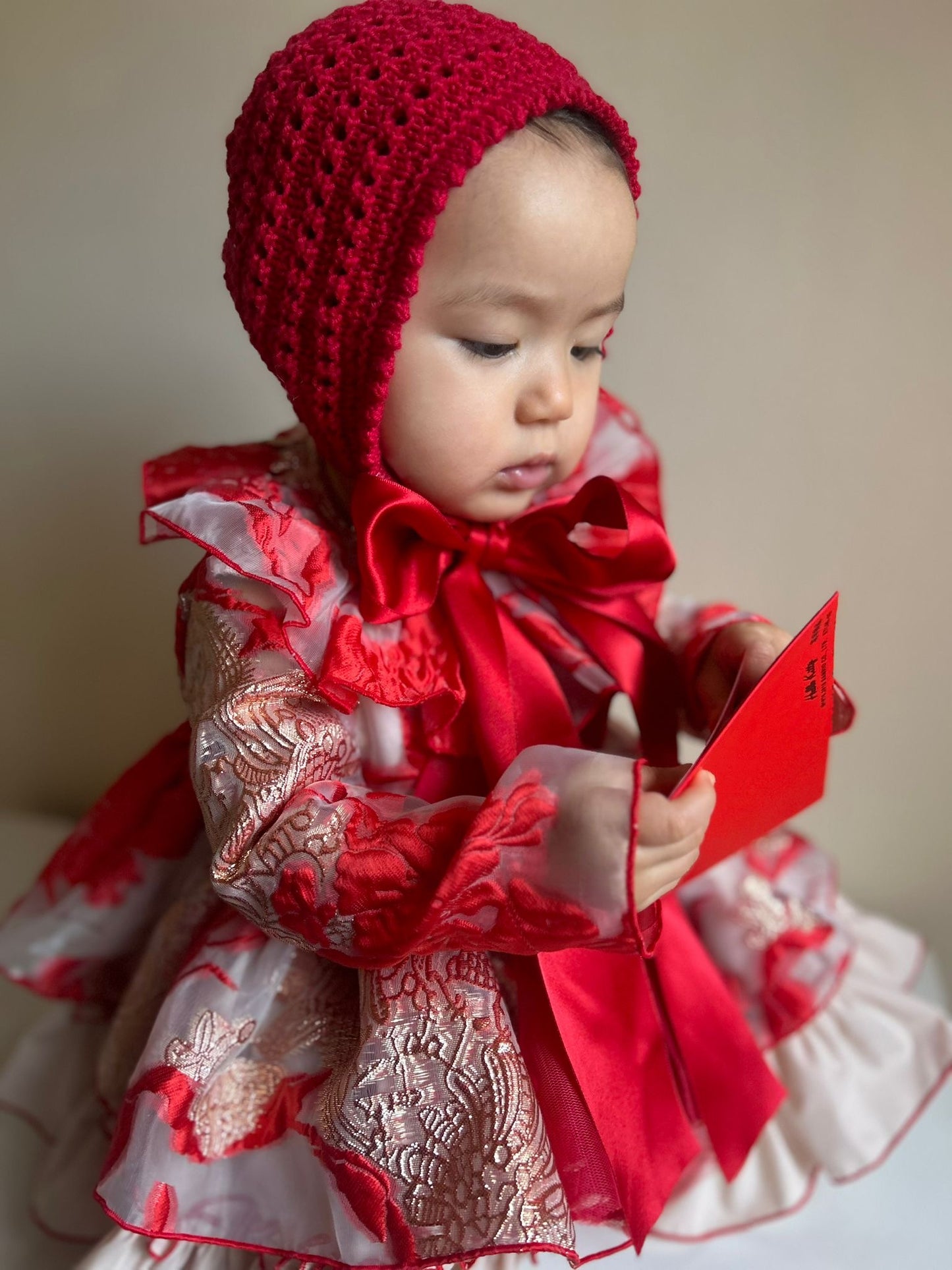 Christmas Vintage Elizabeth Bonnet / Satin Ribbon