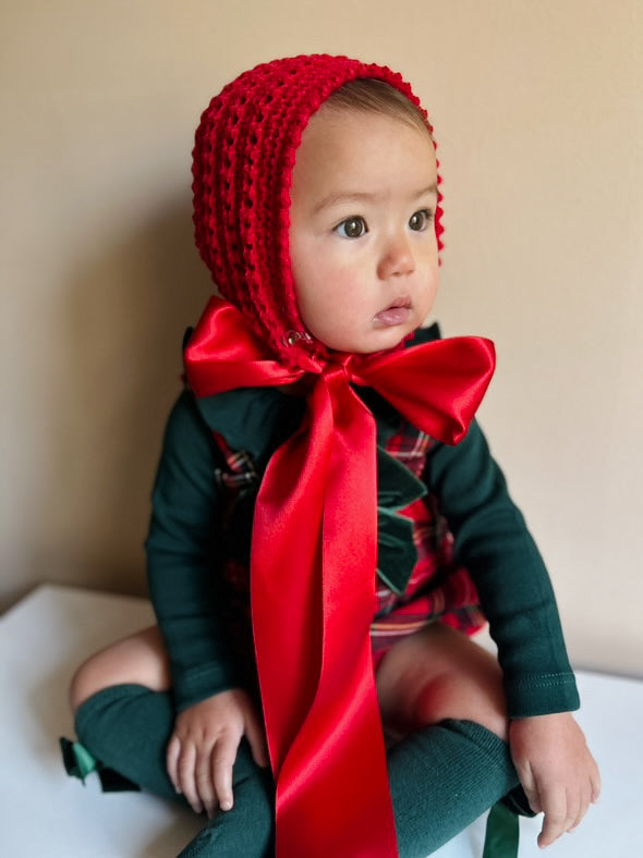 Christmas Vintage Elizabeth Bonnet / Satin Ribbon